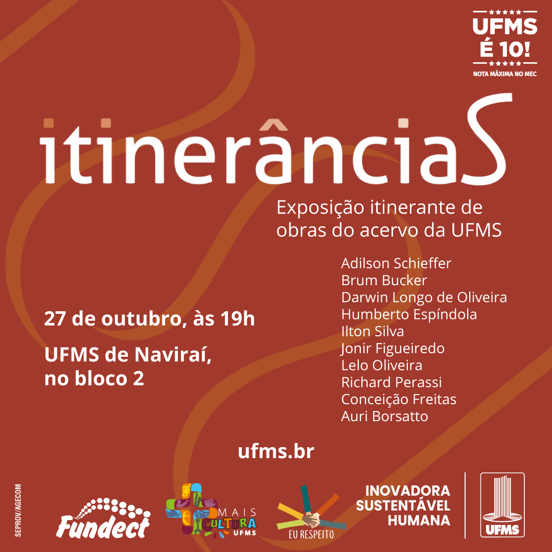 Exposição Itinerâncias chega à UFMS de Naviraí com diversidade artística