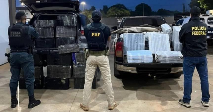 Ação conjunta recupera 2 Toyotas com placas falsas carrecando 1,5 tonelada de maconha em Mundo Novo