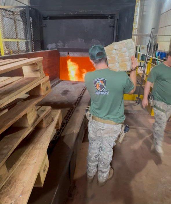 Mais de 8 toneladas de drogas apreendidas em região de fronteira são incineradas por Polícia Civil em Ponta Porã