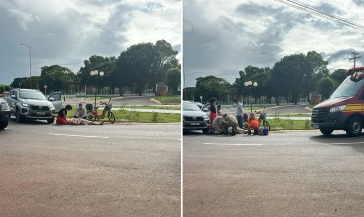 Mulher fica ferida após colisão entre carro e bicicleta elétrica em Nova Andradina